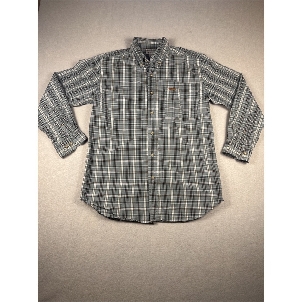 Carhartt Relaxed Fit Green Black Plaid Cotton Button‎ Up Long Sleeve Shirt Sz M
